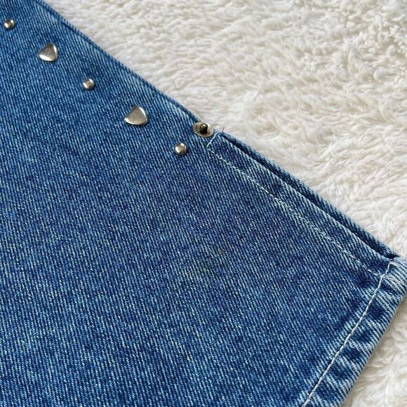 Vintage Y2K SLA Appliqué Heart Women’s Capri Cropped Jeans - Picture 6 of 9